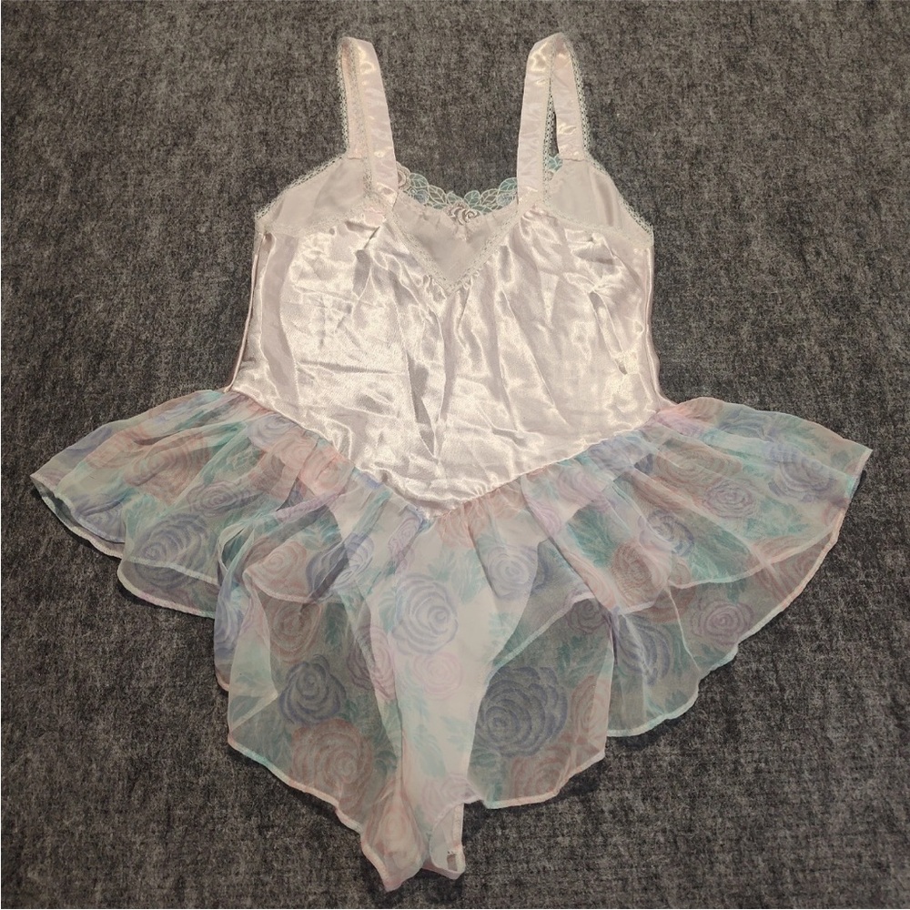 Vtg Silky Teddie Ruffles & Lace Lingerie Lily of France Sleepwear Sz Small USA - Picture 7 of 9